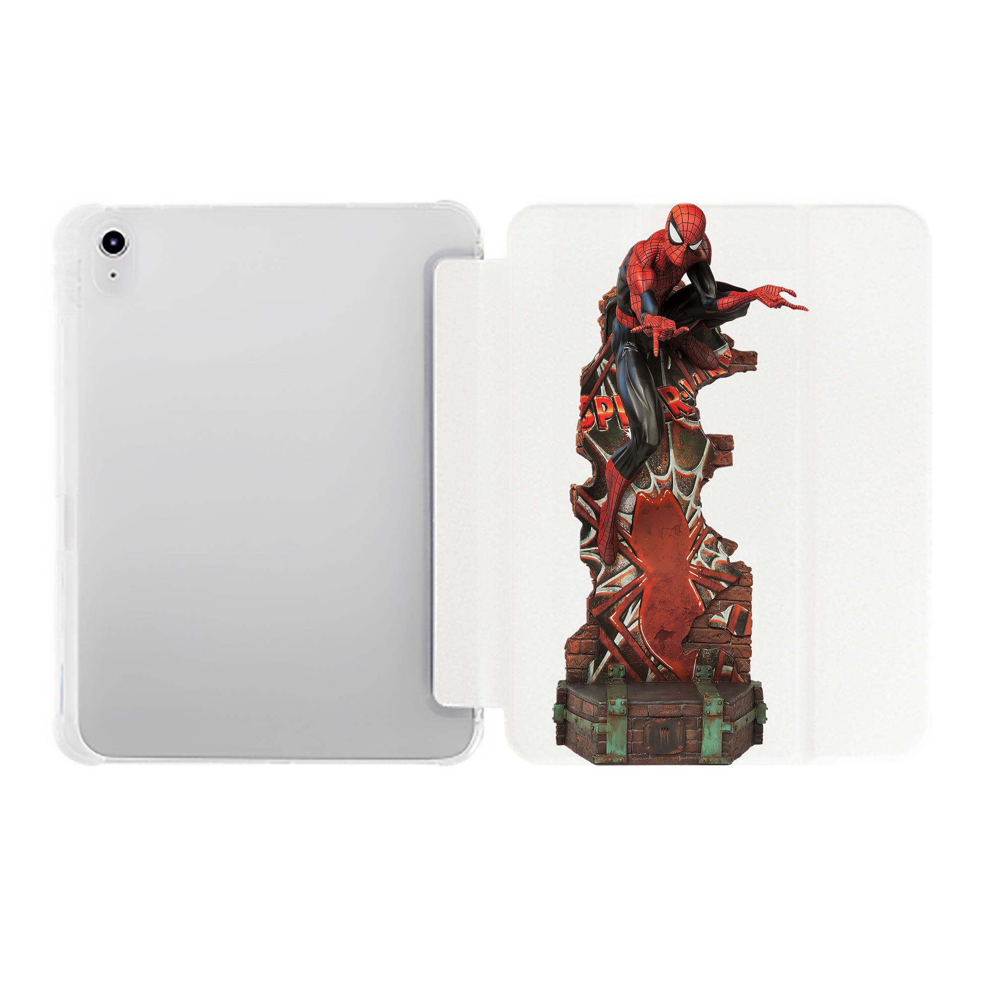 （画像用） Spider Man スパイダーマン IPad ケース ペン収納付き 三つ折りスタンド PUレザー×シリコン 対応機種9.5/10.5/10.9インチ